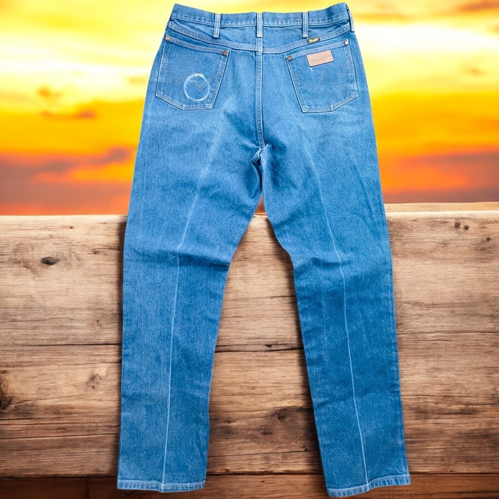 Vtg Wrangler Cowboy Cut Denim Jeans Mens 38x36 31MWZDN USA Distressed 90s - Picture 2 of 15